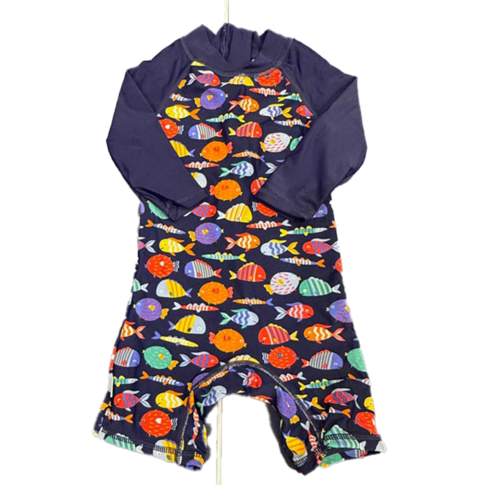 UpandFast Boys Navy Fish 1-piece Swimsuit size: 12-18 Months